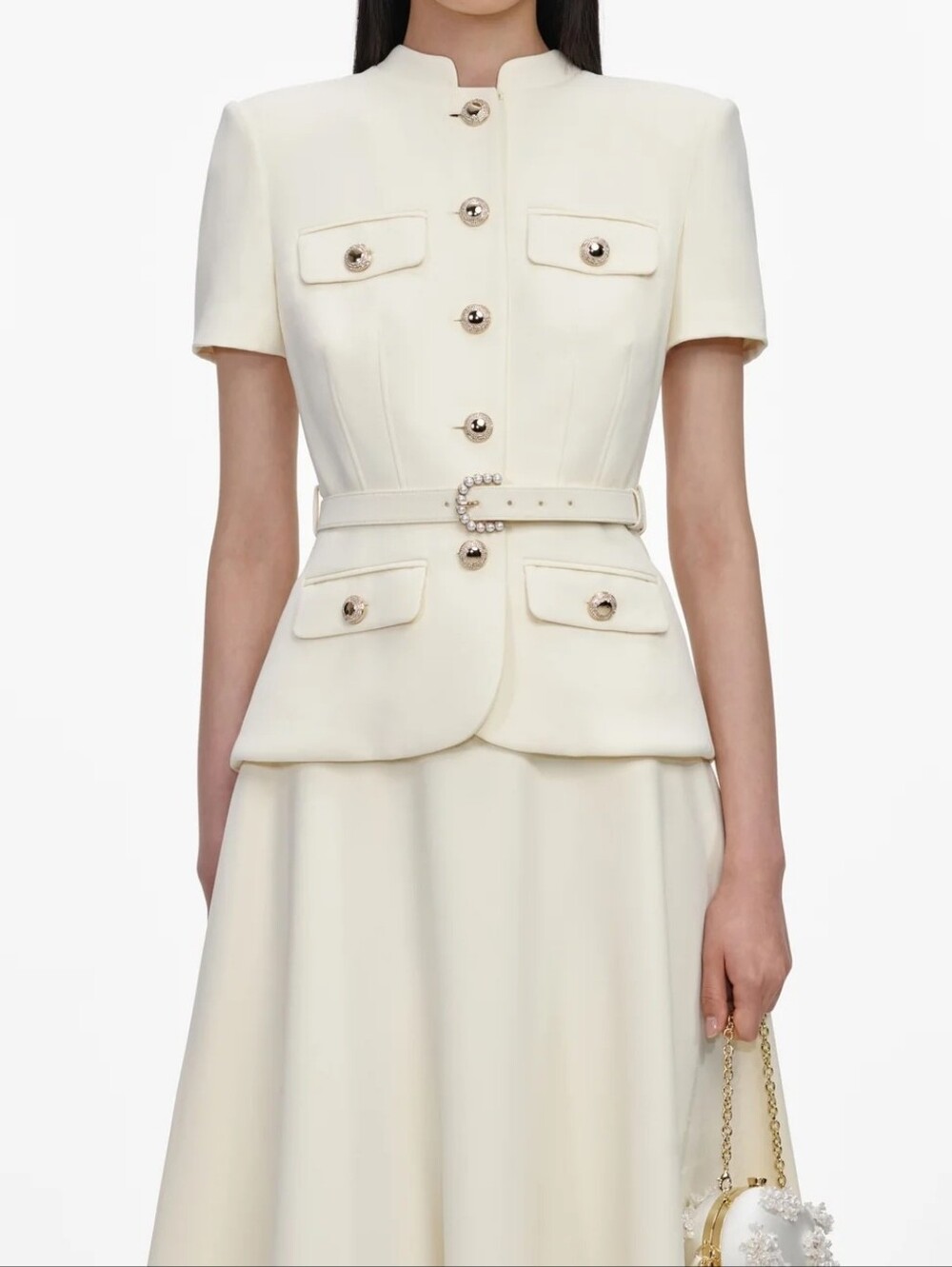 Self Portrait Yellow Crepe Tailored Midi Dress - Picture 5 of 6